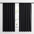 NICETOWN Halloween Black Blackout Curtain Blinds - Solid Thermal Insulated Window Treatment Blackout Drapes for Bedroom (2 Panels, 62 inches Wide by 63 inches Long)