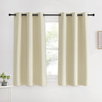 NICETOWN Kitchen Curtains, Short Curtains for Bedroom Windows, Beige, 42" W by 60" L, 1 Pair, Thermal Insulated Room Darkening Curtain Panels for Girls Room, Cafe