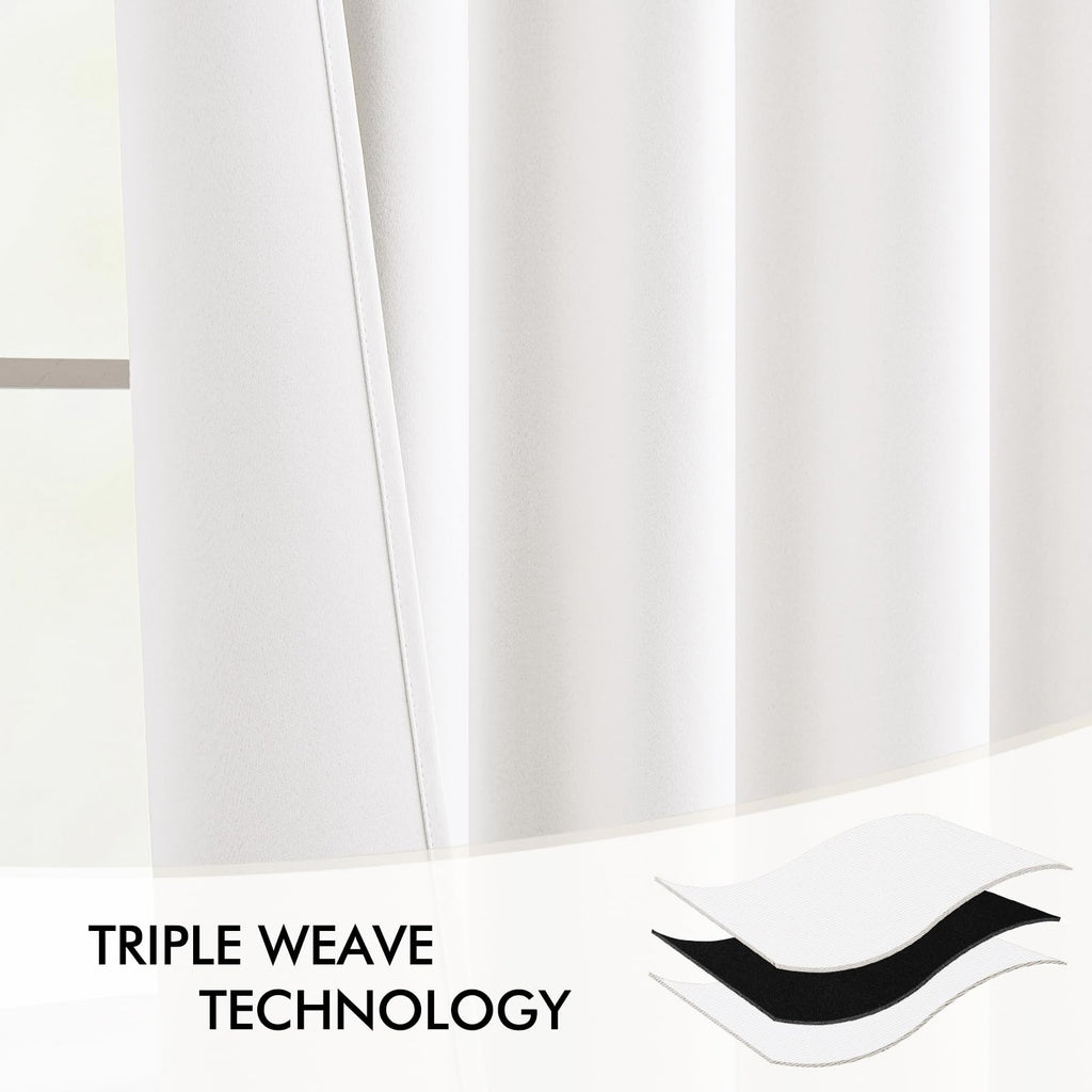 MIULEE Pure White Back Tab Blackout Curtains 52x102 Inch Long 2 Panels Set