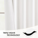 MIULEE Pure White Back Tab Blackout Curtains 52x102 Inch Long 2 Panels Set