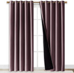 NICETOWN 100% Blackout Window Curtain Panels, Cold and Full Light Blocking Drapes with Black Liner for Nursery, 84 inches Drop Thermal Insulated Draperies (Dry Rose, 2 PCs, 70 inches Wide Each Panel)