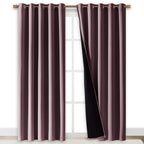 NICETOWN 100% Blackout Window Curtain Panels, Cold and Full Light Blocking Drapes with Black Liner for Nursery, 84 inches Drop Thermal Insulated Draperies (Dry Rose, 2 PCs, 70 inches Wide Each Panel)