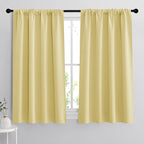 RYB HOME Blackout Curtains for Bedroom - Thermal Insulating Privacy Window Curtains for Kids Nursey Dining Bathroom Home Office Decor, Width 42 x Length 45 inches, Light Yellow, 2 Panels