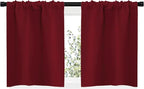 NICETOWN 20 inch Curtains for Small Windows, Thermal Insulated Privacy Short Drapes for Kitchen Bathroom (Set of 2, Burgundy Red, 29" Wide)