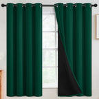 SimpleHome Dark Green 100% Blackout Curtains Room Darkening Living Room 63