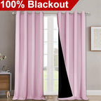 NICETOWN Full Shading Curtains 90" Long 2 Panels Set for Windows, Lavender Pink, Pack of 2, 52" W, Super Heavy-Duty Black Lined Blackout Curtains for Bedroom, Privacy Assured Window Treatment
