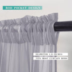 MIULEE 2 Panels Kitchen Tiers Half Window Sheer Curtains Rod Pocket Translucent Voile Drapes for Kitchen Bathroom Small Windows 29 by 36 Inch Greyish Lilac