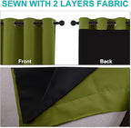 NICETOWN 100% Blackout Curtain Panels, Thermal Insulated Black Liner Curtains for Nursery Room, Noise Reducing and Cold Blocking Drapes for Windows (2 PCs, Olive Green, 52-inch Wide by 63-inch Long)