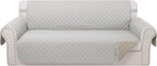 Reversible Oversized Sofa Covers Couch Cover Furniture Protector for Dogs Elastic Straps Water Resistant(XLSofa Light Grey/Beige)