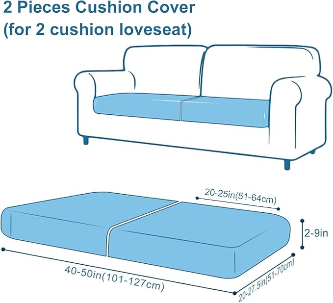 Smiry Printed Couch Cushion Covers, Stretch Soft Couch Covers for Sofa, Washable Non-Slip Sofa Slipcover Furniture Protector for Indoor and Outdoor (2 Pack, Blue Green)