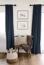 100% Blackout Shield Linen Blackout Curtains for Bedroom 84 Inches Long, Back Tab/Rod Pocket Living Room Drapes, Thermal Insulated Blackout Curtains 2 Panels Set, 50" W x 84" L, Navy