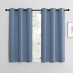 NICETOWN Kitchen Curtains Small Window Curtains & Drapes, Thermal Insulated Solid Grommet Panels for Cupboard, Loft, Cafe, Dining Room (Stone Blue, 42" W x 40" L, 2PCs)