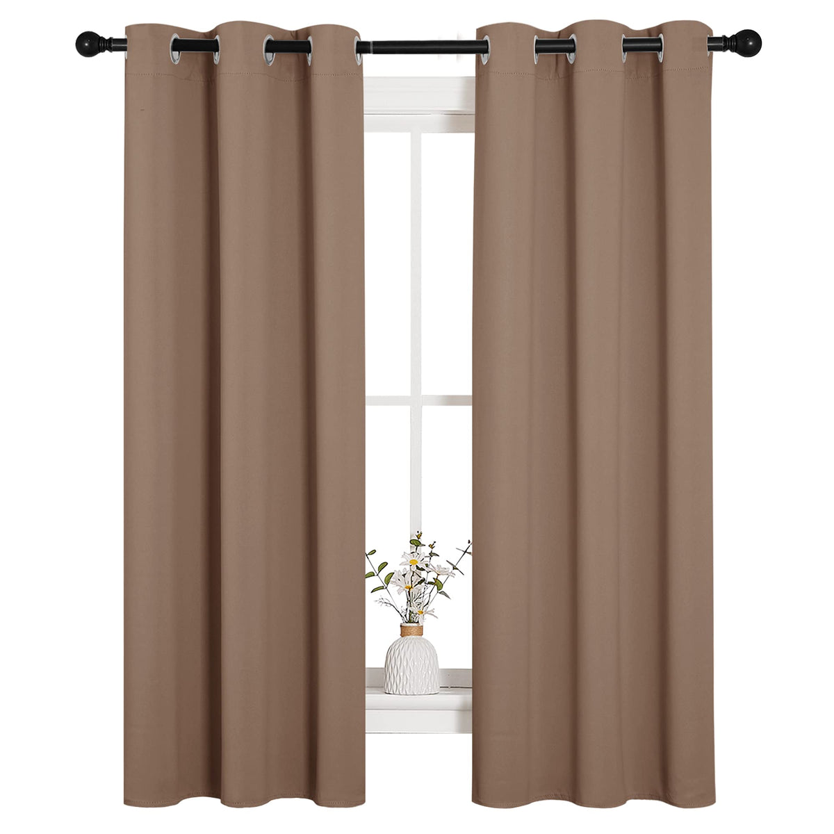 NICETOWN Black Blackout Curtains for Living Room 34" w x 63" L 2 Panels