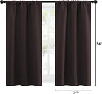 NICETOWN Kitchen Curtains Thermal Insulated Curtains & Drapes, Small Window Blackout Curtain Panels for Girls Room (Toffee Brown, 34" Wide x 54" Long, 2 Panels)