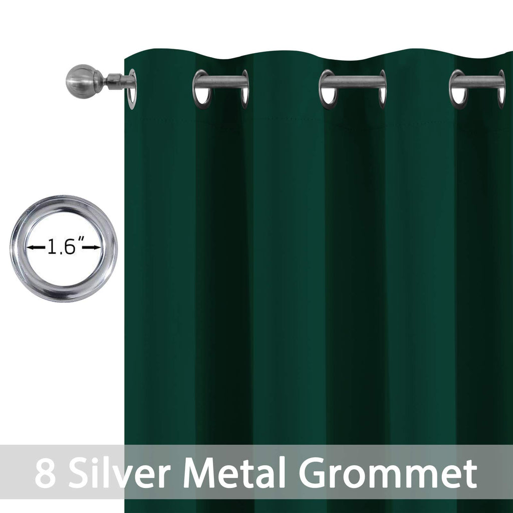 Yakamok Room Darkening Curtains 52x96 inch Length Dark Green-Living Room