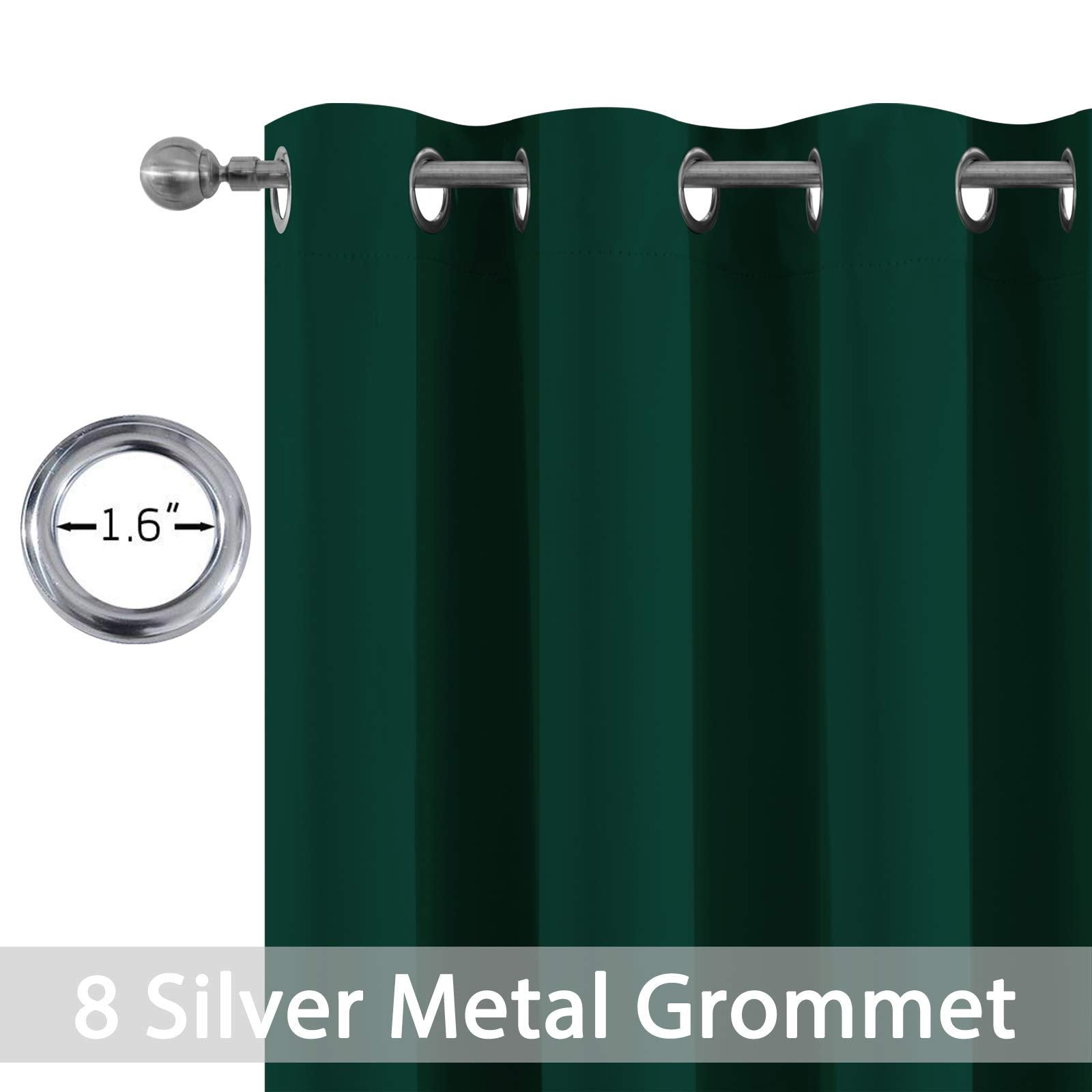 Yakamok Room Darkening Curtains 52x96 inch Length Dark Green-Living Room