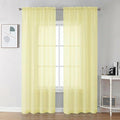 Chyhomenyc Sheer Curtains 84 Inches Long 2 Panels Set - Light Filtering Soft Airy Window Curtains, Rod Pocket for Living Room Bedroom Window Drapes, 42Wx84L Inch, Light Yellow