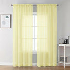 Chyhomenyc Sheer Curtains 84 Inches Long 2 Panels Set - Light Filtering Soft Airy Window Curtains, Rod Pocket for Living Room Bedroom Window Drapes, 42Wx84L Inch, Light Yellow