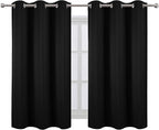 LEMOMO Black Blackout Curtains 34 x 54 Inch Length/Set of 2 Curtain Panels/Thermal Insulated Room Darkening Blackout Curtains for Bedroom