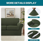 Turquoize 4 Piece Sofa Covers for 3 Cushion Couch Sofa Slipcover Soft Couch Cover for Dogs-Washable Sofa Furniture Covers with 3 Individual Large Cushion Covers (XL Sofa, Olive)