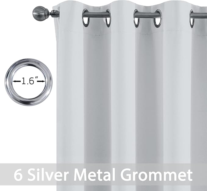 Yakamok Blackout Curtains 38x63 inch Greyish White Thermal Drapes-Bedroom
