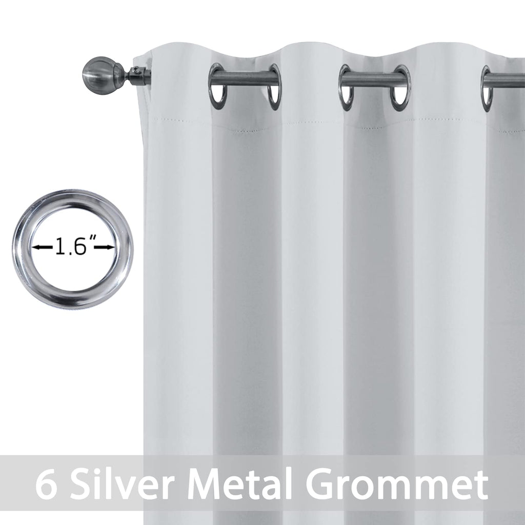 Yakamok Blackout Curtains 38x84 inch Greyish White Thermal Drapes-Bedroom