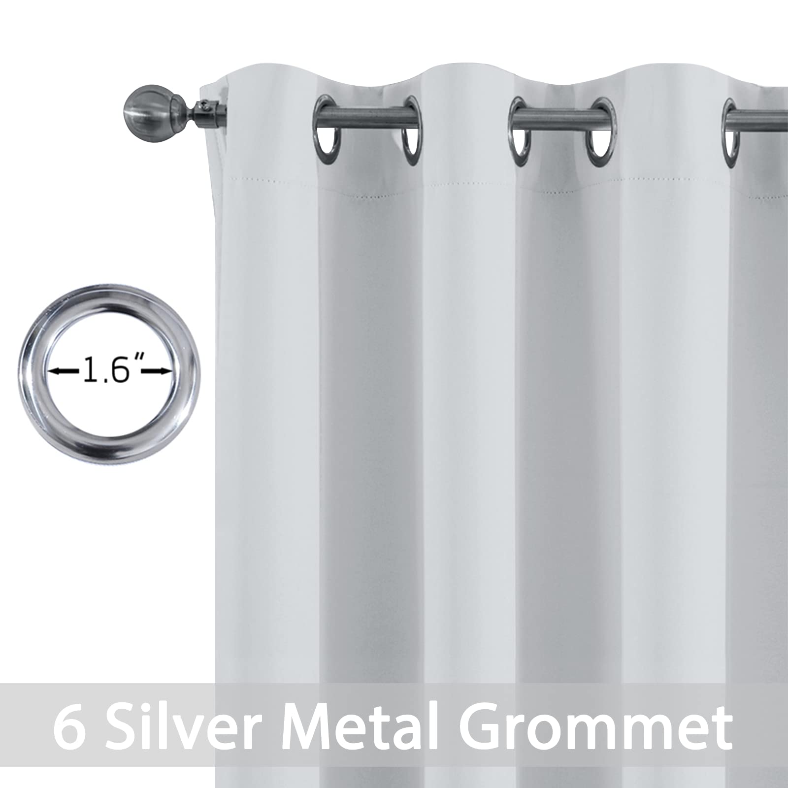 Yakamok Blackout Curtains 38x84 inch Greyish White Thermal Drapes-Bedroom