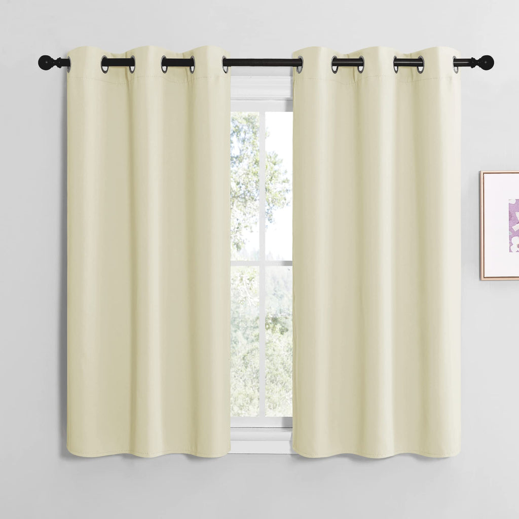 NICETOWN Bedroom Curtains Blackout Drapery Panels, Three Pass Microfiber Thermal Insulated Solid Ring Top Blackout Window Curtains/Drapes (Two Panels, 42 x 50 inches, Gray)