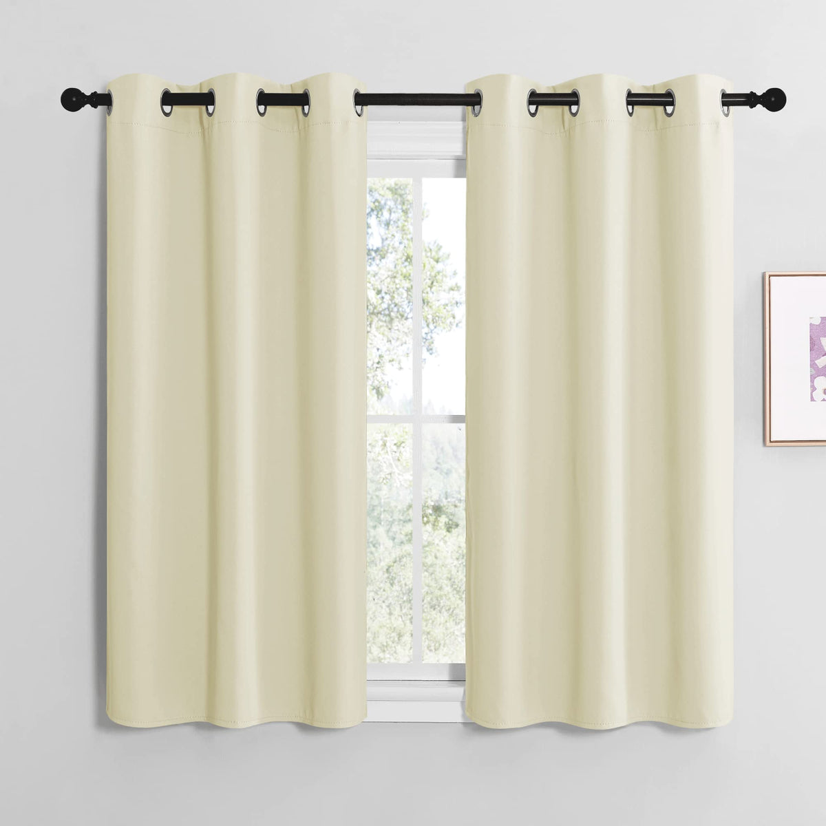 NICETOWN Bedroom Curtains Blackout Drapery Panels, Three Pass Microfiber Thermal Insulated Solid Ring Top Blackout Window Curtains/Drapes (Two Panels, 42 x 50 inches, Gray)