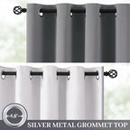 Yakamok 100% Blackout Curtain Panels 84 inches Cold and Light Blocking Drapes for Nursery, 2 Thick Layers Thermal Insulated Draperies (2 Pieces, 50 Wide Each Panel, Grey Front with White Backing)