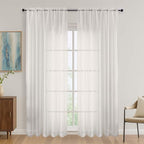 OVZME Ivory Sheer Curtains 84 Inches Long 2 Panels Set, Light Filtering Sheer Curtains for Living Room Bedroom 59 Inch Extra Wide, Modern Voile Filmy Rod Pocket Window Drapes, 59Wx84L Inches