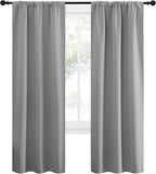 NICETOWN Sidelight Curtains for Front Door - Home Decoration Thermal Insulated Rod Pocket Blackout Blinds & Drapes for Small Windows (Silver Grey, 2 Panels, W34 x L72 -Inch)
