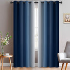 Yakamok Ombre Curtains Blue and Greyish White for Living Room,52Wx90L