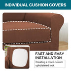 Turquoize 2 Piece Chair Covers Chair Slipcovers for Living Room Armchair Couch Cover Chair Sofa Cover with Individual Cushion Covers Furniture Cover for Chairs Feature Jacquard Fabric (Chair, Caramel)