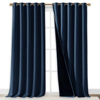 NICETOWN 100% Blackout Blinds, Laundry Room Decor Window Treatment Curtains, Thermal Insulated Energy Smart Drapes and Draperies for Villa, Hall and Studio, Navy Blue, Set of 2, 70 inches x 95 inches