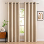 MIULEE Room Darkening Curtains Thermal Insulated Drapes Solid Window Treatment Set Grommet Top Light Blocking Blackout Curtain for Living Room/Bedroom 2 Panels 52 x 80 inch Beige
