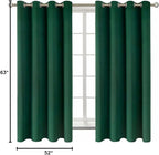 BGment Blackout Curtains - Grommet Thermal Insulated Room Darkening Bedroom and Living Room Curtains, Set of 2 Decorative Curtain Panels (52 x 63 Inch, Emerald Green)