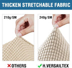 H.VERSAILTEX 3 Piece Stretch Sofa Covers for 2 Cushion Sofa Couch Covers for Living Room Sofa Slipcovers (Base Cover Plus 2 Seat Cushion Covers) Thicker Jacquard Fabric(Large Sofa, Natural)