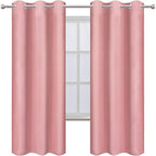 LEMOMO Pink Thermal Blackout Curtains/42 x 72 Inch/Set of 2 Panels Room Darkening Curtains for Bedroom
