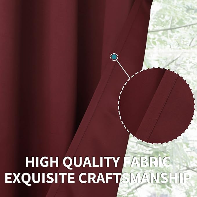 BGment Blackout Curtains for Bedroom - Grommet Thermal Insulated Room Darkening Curtains for Living Room, Set of 2 Panels (38 x 45 Inch, Burgundy)