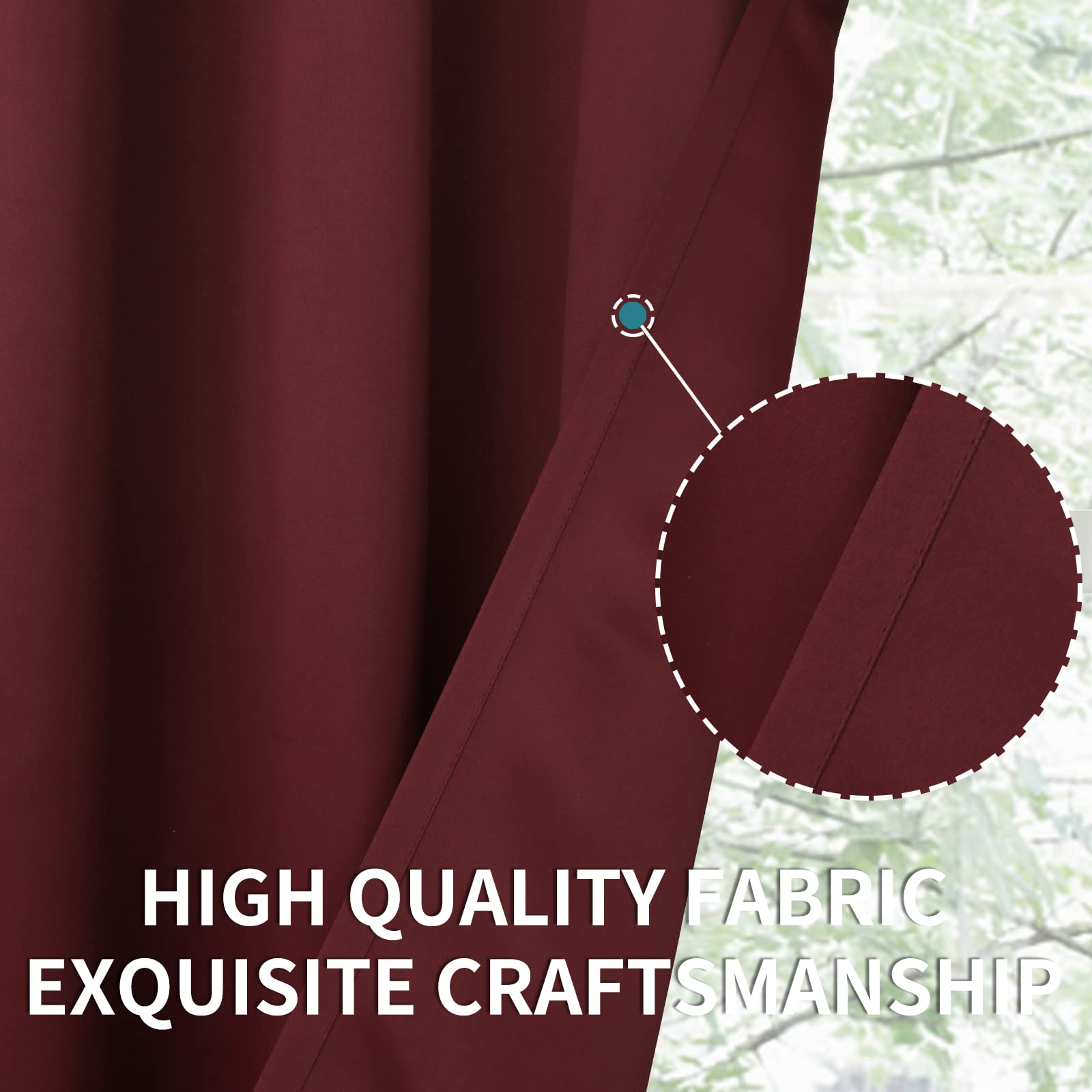 BGment Blackout Curtains - Grommet Thermal Insulated Room Darkening Bedroom and Living Room Curtains, Set of 2 Panels (52 x 120 Inch, Burgundy)