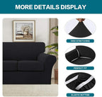 Turquoize 4 Piece Sofa Covers for 3 Cushion Couch Sofa Slipcover Soft Couch Cover for Dogs-Washable Sofa Furniture Covers with 3 Individual Large Cushion Covers (XL Sofa, Black)