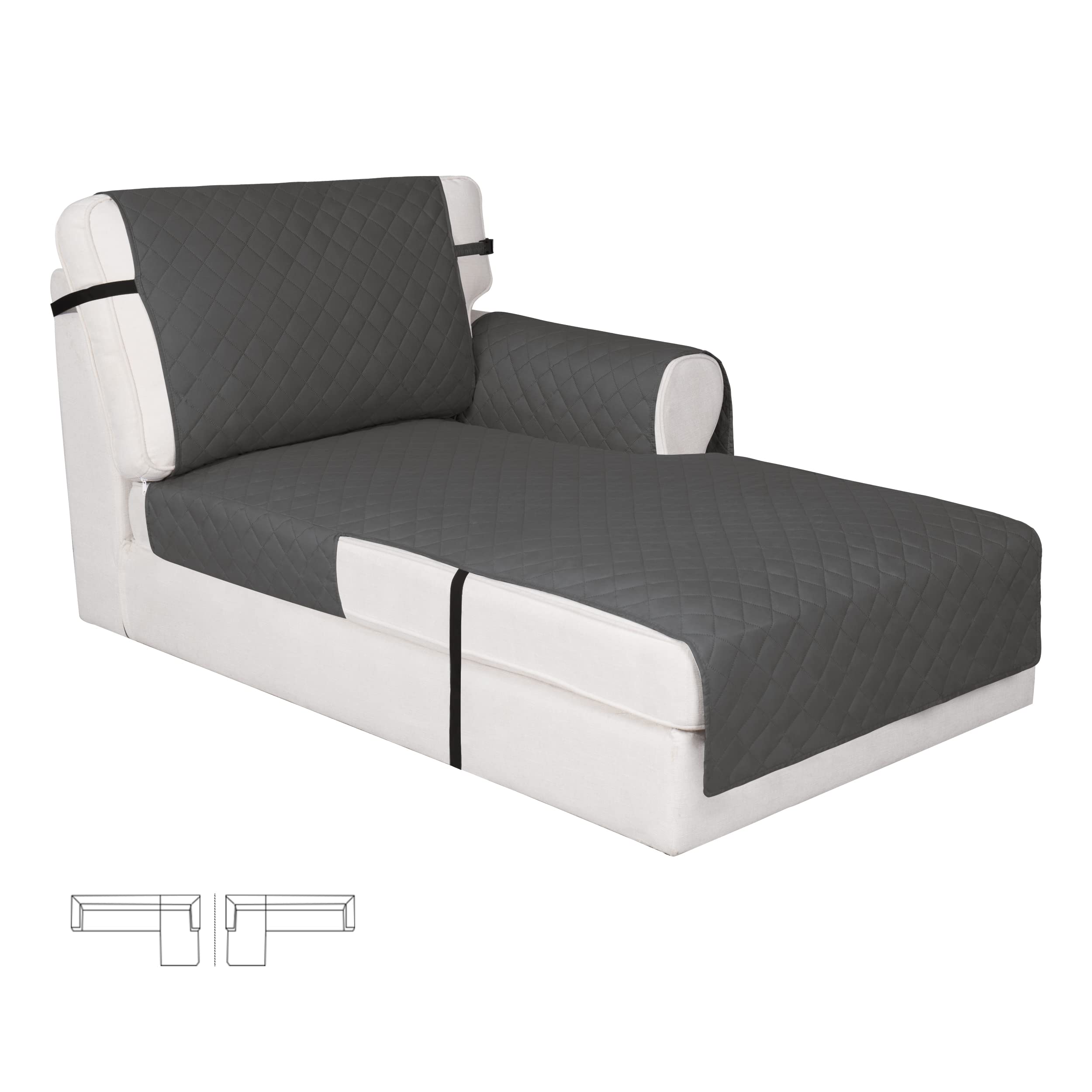 Easy-Going Reversible Couch Cover, Chaise Lounge, Dark Gray/Dark Gray