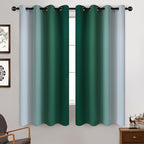 Yakamok Dark Green Ombre Curtains 63 Inches Long, Light Blocking Gradient Color Curtain Panels, Room Darkening Grommet Window Drapes for Bedroom(52x63 Inch, 2 Panels)
