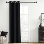 Yakamok Black Room Darkening Grommet Window Drapes Blackout Curtains Thermal Insulated Grommet Curtain Panels for Bedroom, 38W x 84L,1 Panel