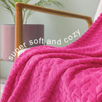 Exclusivo Mezcla Fleece King Size Blanket for Bed, 90x104 Inches Soft Cozy Jacquard Flannel Blankets, Lightweight Fuzzy Plush Warm for Women, Hot Pink