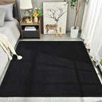 Amearea 4x4 Square Area Rugs for Bedroom Living Room, Modern Black Thickened Memory Foam Rug, Fluffy Indoor Washable Rug Non Slip Minimalist Carpet for Entryway Kids Boys Girls Dorm Nursery Room Decor