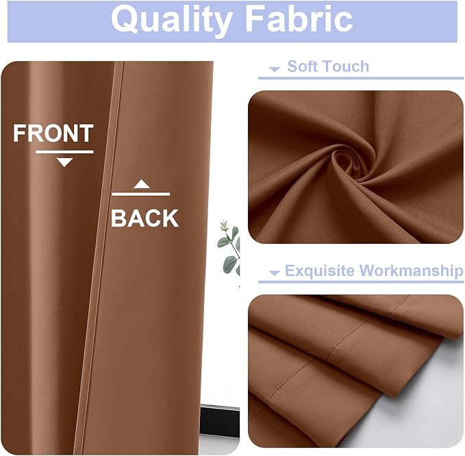 Simplebrand Sun Baked Blackout Curtains for Bedroom 96 Inches Long 2 Panels, Solid Thermal Insulated, Energy Saving Living Room Window Treatment Curtains Blackout Drapes, W50 x L96 Inch, Sun Baked