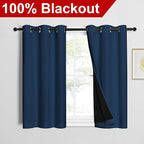 NICETOWN Moroccan Blue 100% Blackout Curtains 45 inches Long, Thermal Insulated Full Blackout 2-Layer Lined Curtains, Energy Efficiency Window Draperies for Dining Room (2 Panels, 42-inch W)