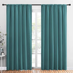 NICETOWN Living Room Curtains, Window Curtain Panels, Thermal Insulated Solid Rod Pocket Blackout Draperies/Drapes (Sea Teal, One Pair, 70 by 84-inch)